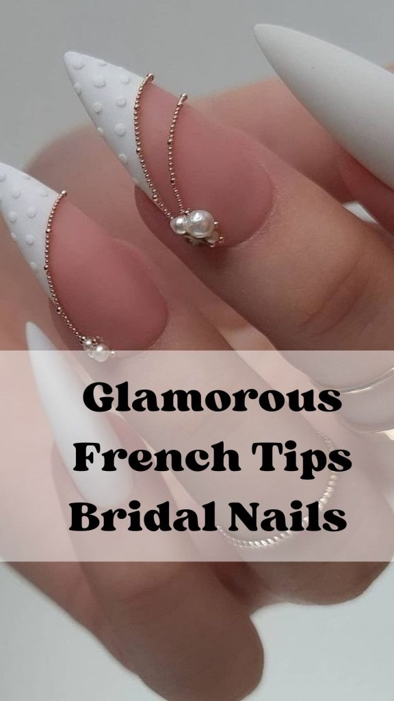 Glamorous French Tips Bridal Nails